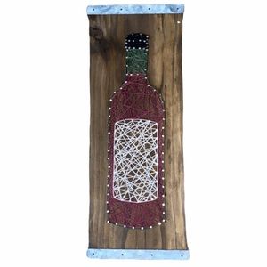 Red Wine Bottle String Wooden Hanging Wall Art Decor